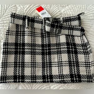 Mango plaid mini skirt with belt